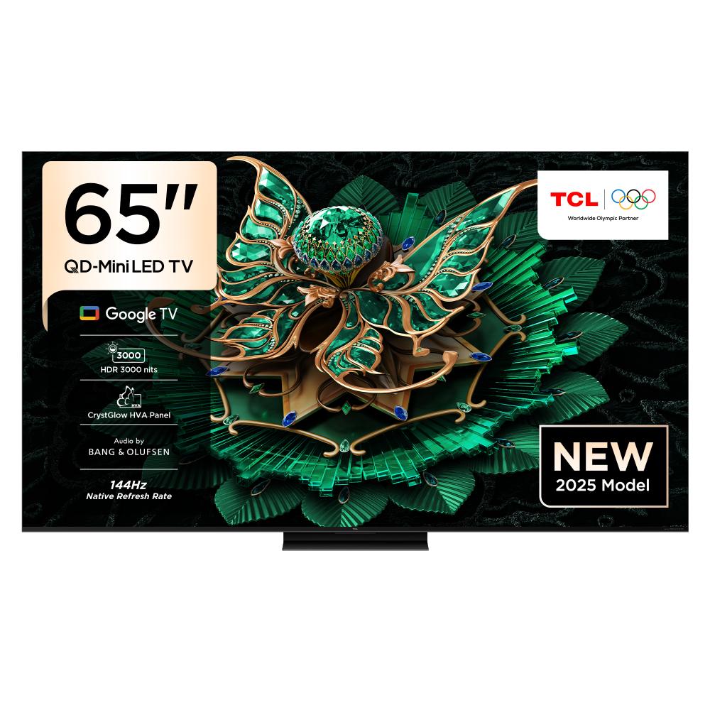 TCL 65C8K Premium QD-Mini LED smart TV featuring 144Hz refresh